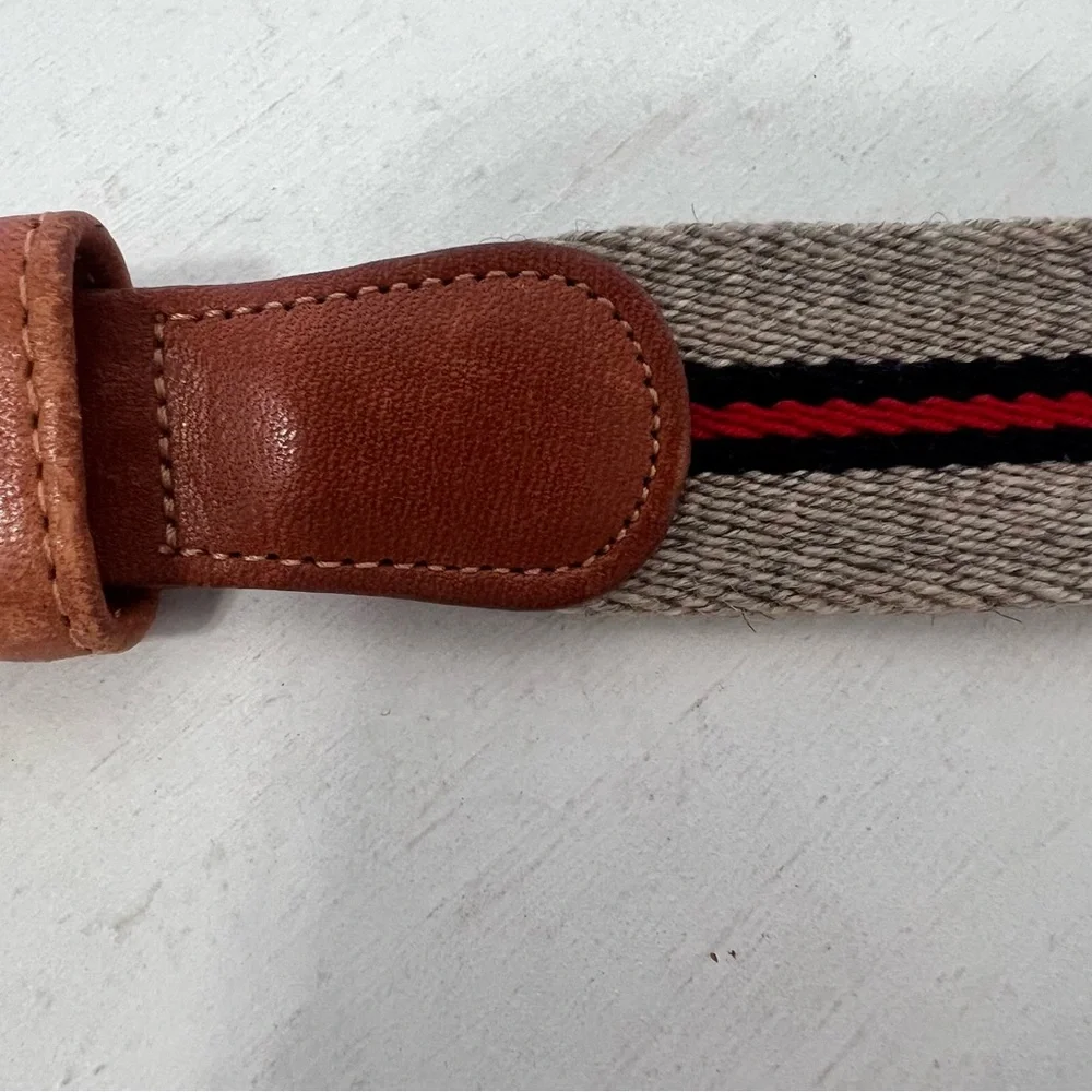 Coach Vintage Wool Leather Brass Hardware Blue Red Tan 8904 Size 32 Preppy